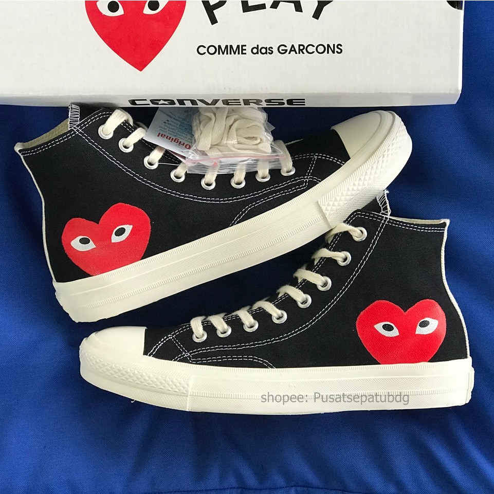 CONVERSE 70S PLAY CDG COMME DES GARCONS HIGH BLACK WHITE