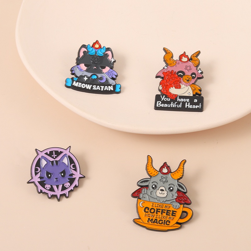 Bros Pin Enamel Bentuk Devil 4 Gaya Untuk Hadiah