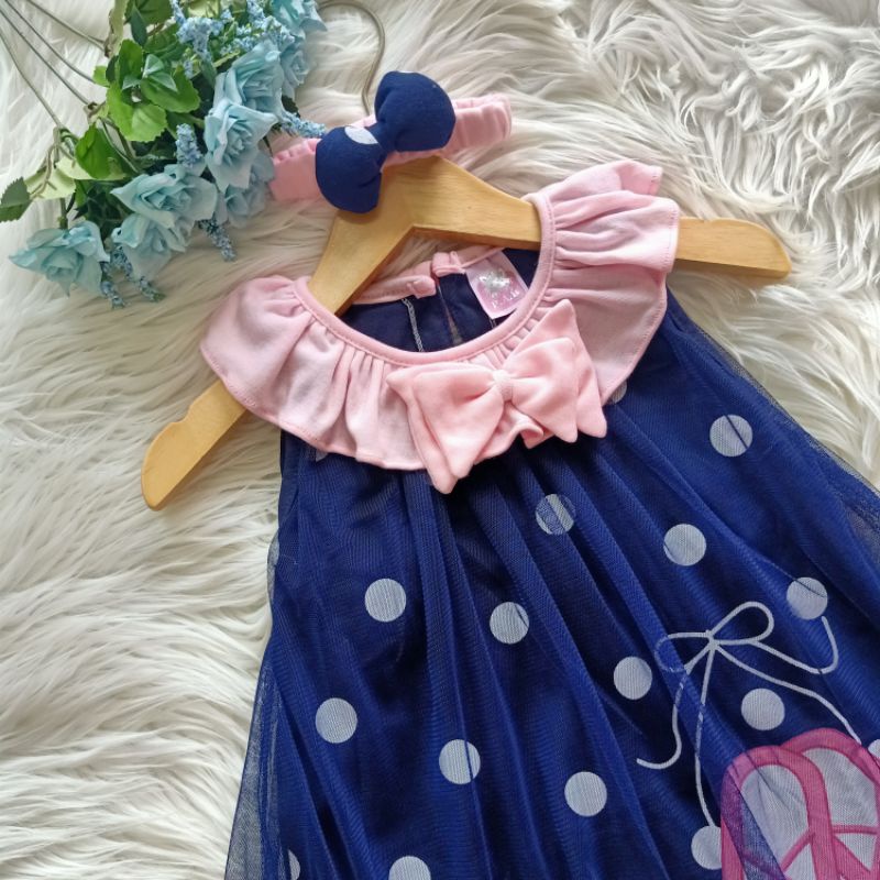 A025 Dress anak bayi 6-12 bulan / dress anak perempuan / dress bayi lucu-Navy