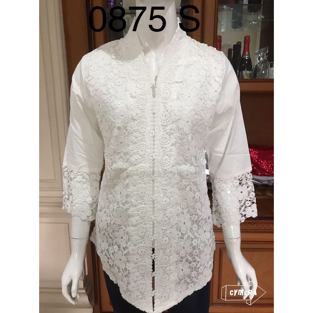 kebaya full brukat depan alexuez putih tulang //kebaya premium size s alexuez