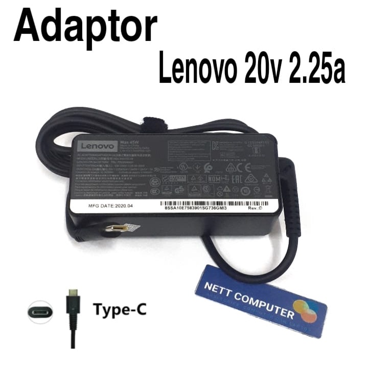 New Adaptor Charger Lenovo 300e Yoga C630 14e Flex 11 N23 Yoga 20V 2.25A 45W Type-C