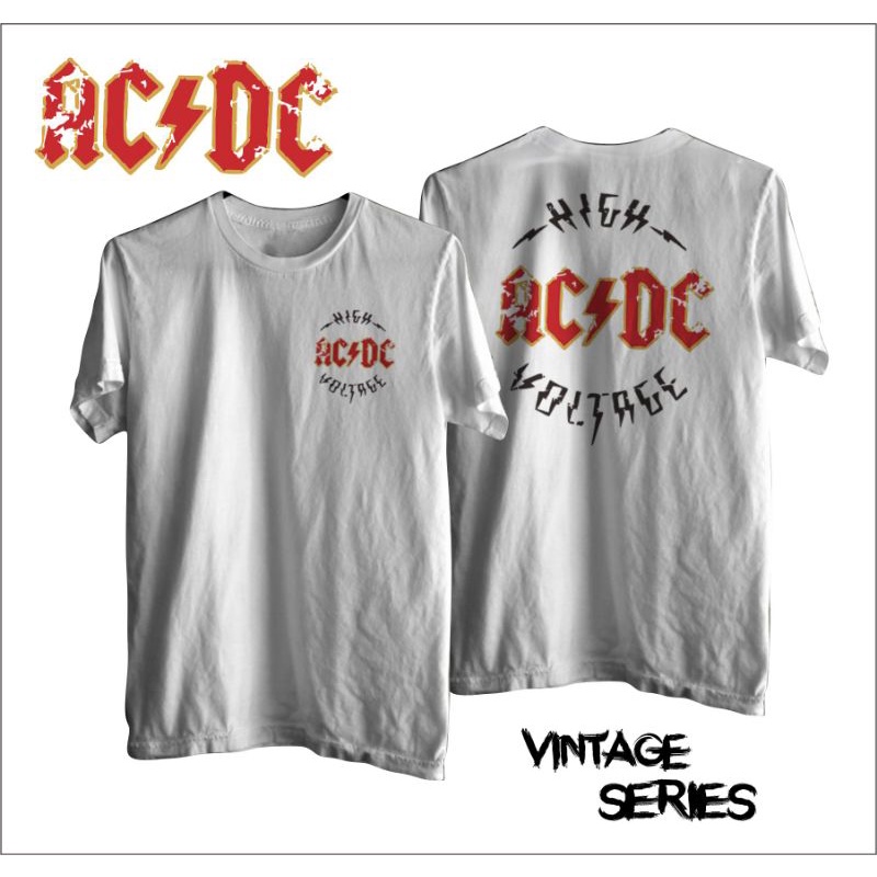 T Shirt AC DC High Voltage - Vintage Series - Premium Edition Black White