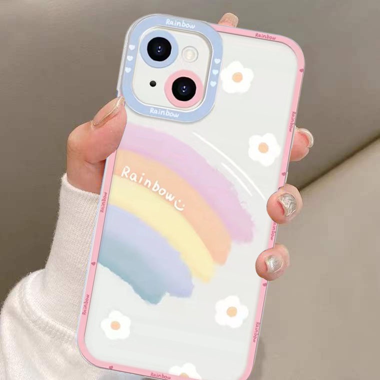 Soft Case Silikon TPU Transparan Warna Pelangi Untuk IPhone 14 13 12 Mini 11 Pro X XR XS Max SE 6 6S 7 8 Plus