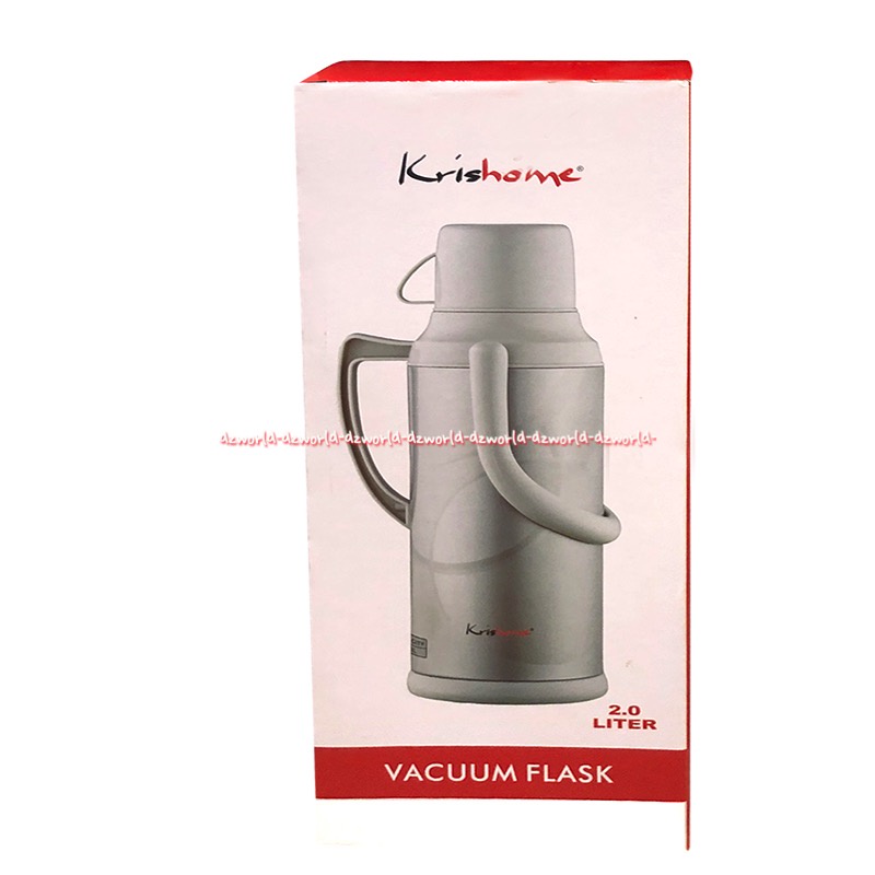 Kris Vacuum Flask White 2L Tempat Termos Thermos Cerek Teko Air Panas Tahan Lama Kris Vakum 2 Litter Abu Abu Grey Silver