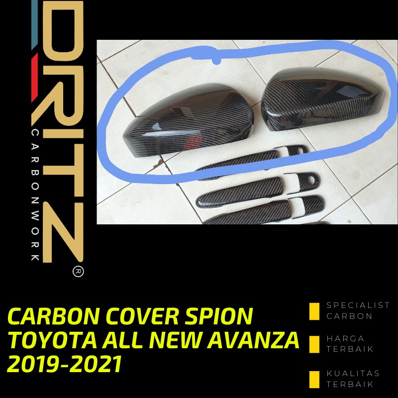 Carbon Cover Spion Mobil TOYOTA ALL NEW AVANZA 2019-2021 Aksesoris Eksterior Karbon