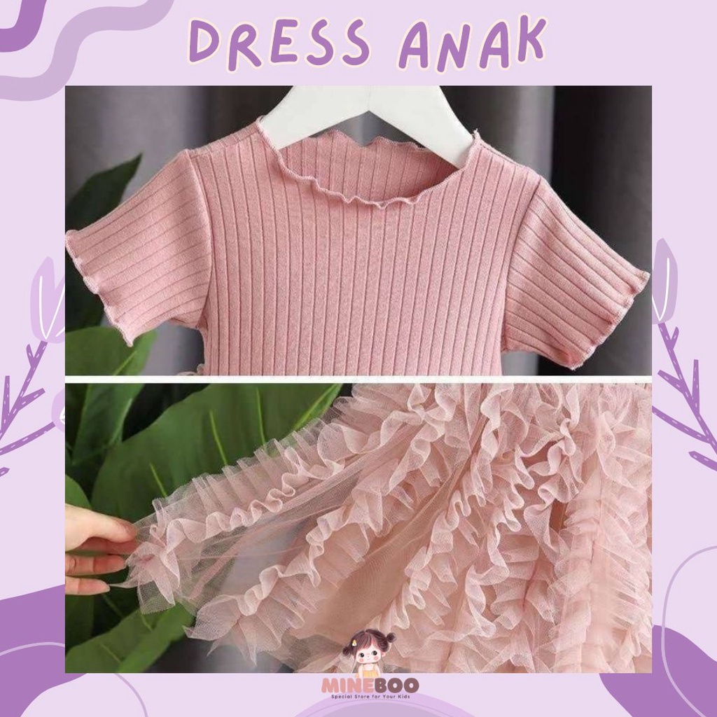 mineboo -  DRESS WINTER RIBB EBV Anak Perempuan Import Baju Anak Perempuan Import Dress Bayi Perempuan