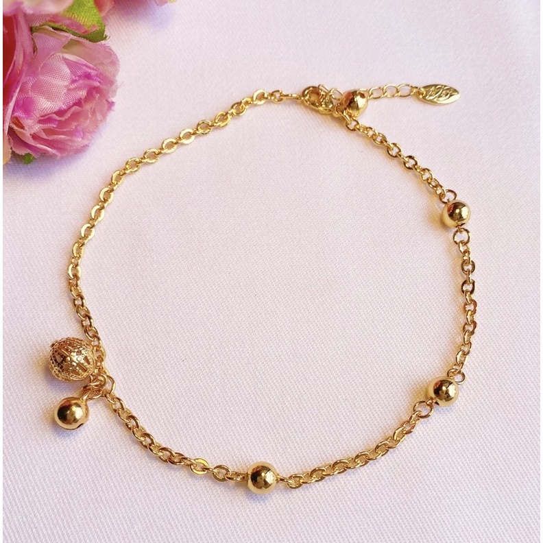 Gelang Kaki Wanita Lapis Emas Dengan Krincingan
