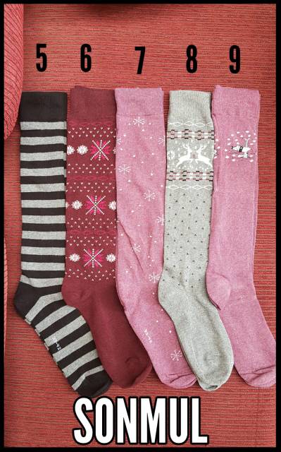 Girls Woman Adult Long Winter / Autumn Socks Kaos Kaki Musim Dingin Panjang Selutut