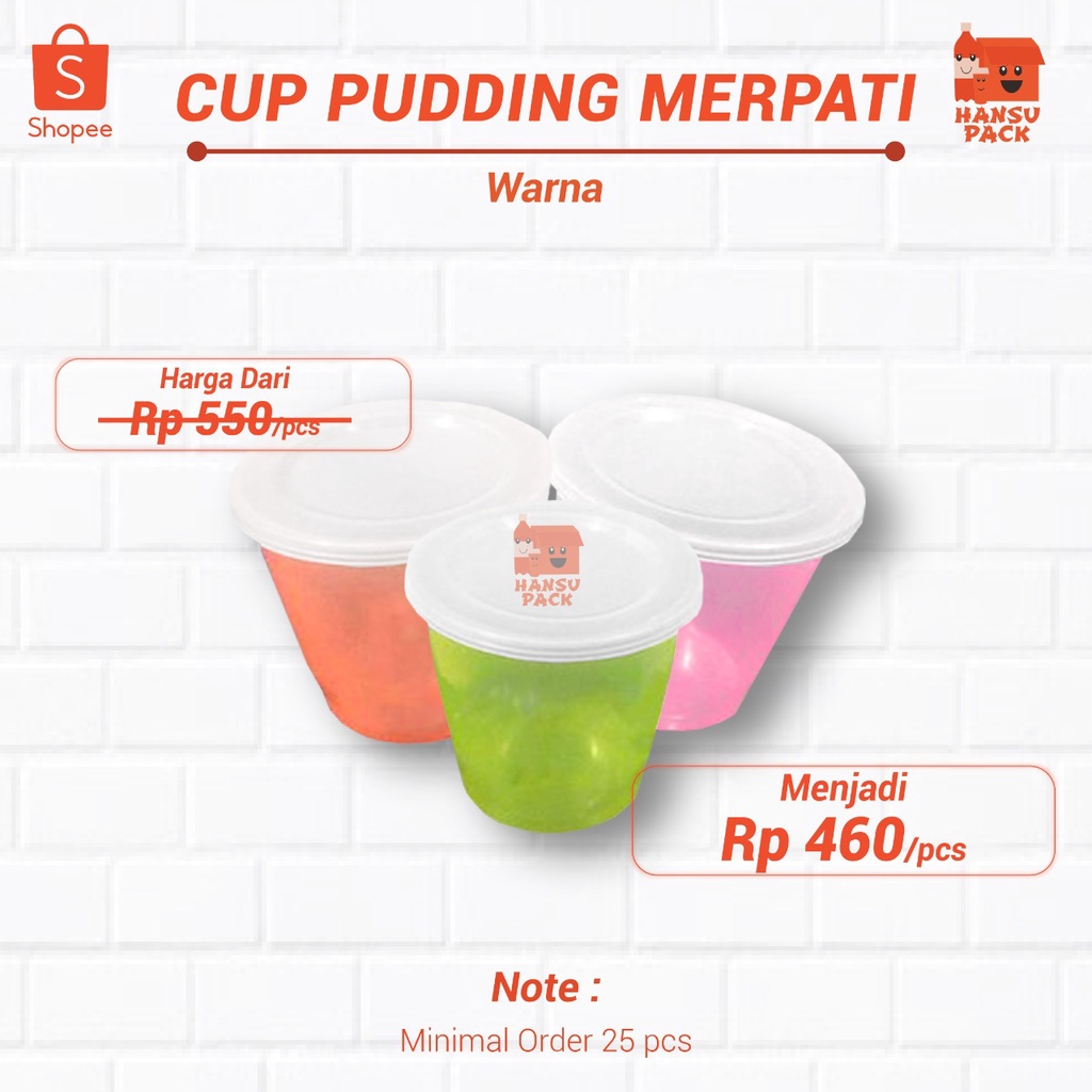 Cup Puding Merpati Warna / wadah puding / tempat dessert / cup slime