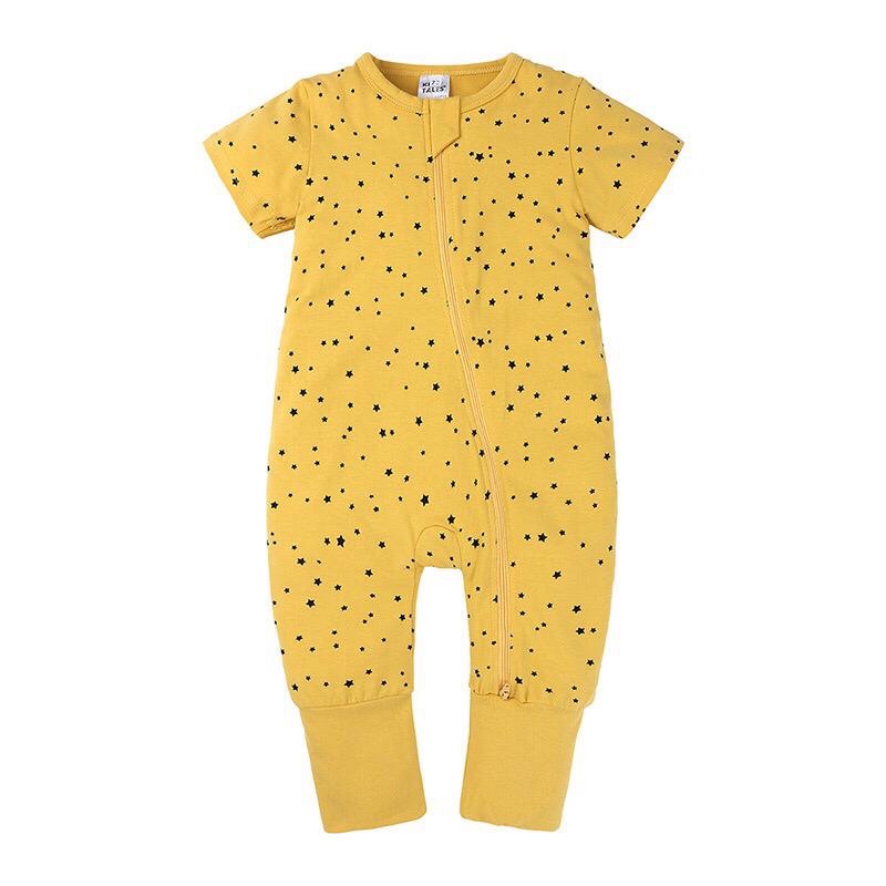 BABY K2 - Baby short sleeve zippersuit motif star yellow