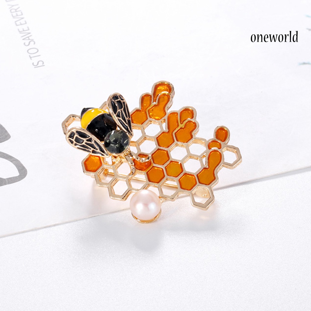 OW@ Collar Badge Multi-color Clothes Accessories Elegant Cartoon Bee Rhinestone Brooch for Party