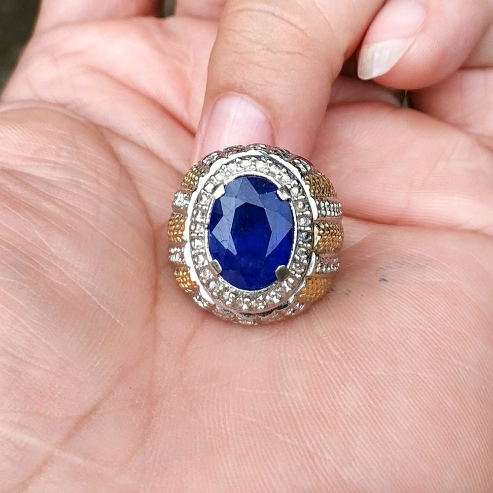 CINCIN BATU PERMATA NATURAL ROYAL BLUE SHAPPIRE CORUNDUM MINIMALIS