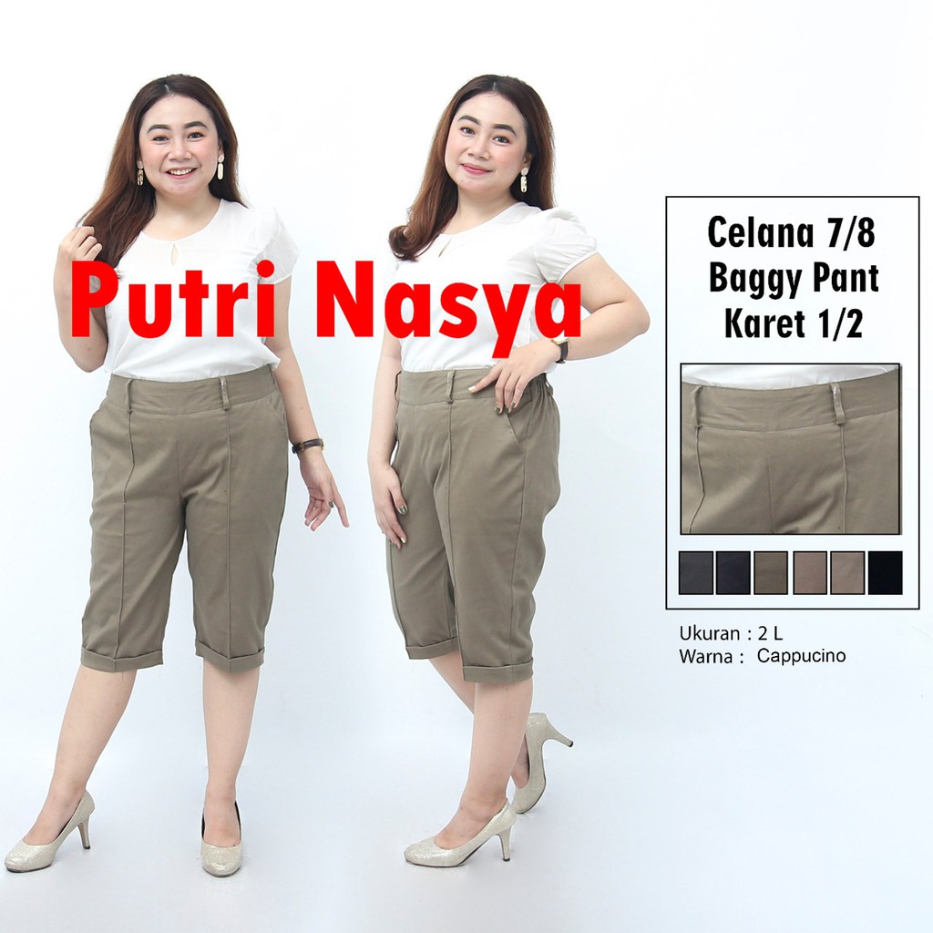 Celana 7/8 jumbo / baggy pant jumbo / celana pendek bigsize 8L-6L-5L-4L-2L-XL-S fit to L karet melar