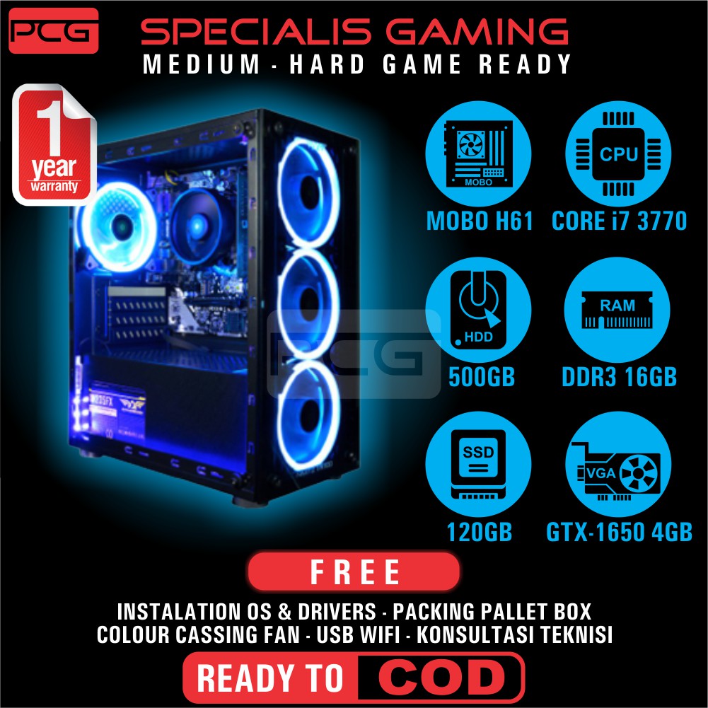 PC GAME RAKITAN KOMPUTER GAMING DESAIN DESIGN GRAFIS RENDERING INTEL CORE i7 3770 SSD 120GB RAM 16GB
