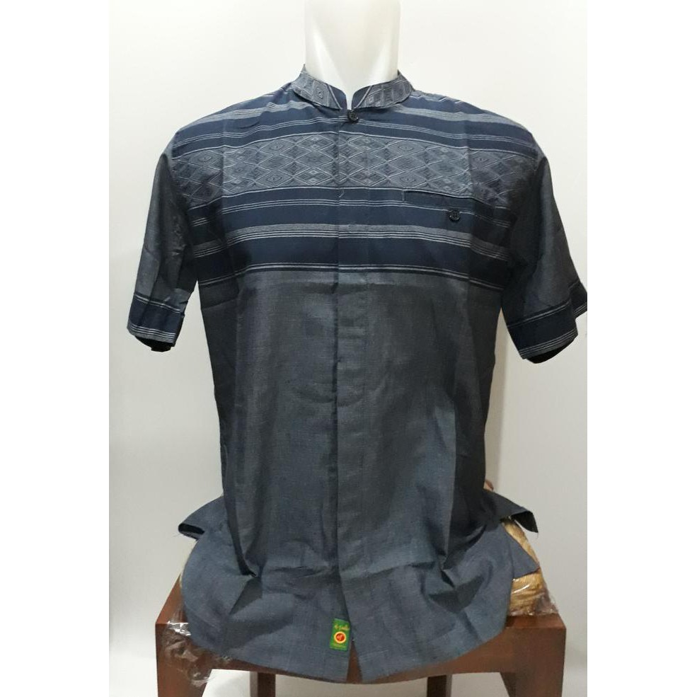 Baju Kemeja Koko Dewasa Al Fadla Premium Bagus Putih Navy Dongker
