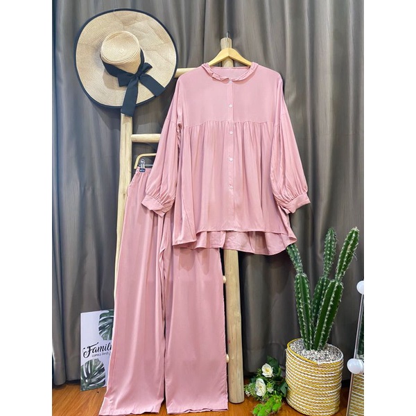 BEST SELLER | BISA COD | Daily set pejamas panjang premium busui - piyama lengan panjg rayon premium-arabella dusty