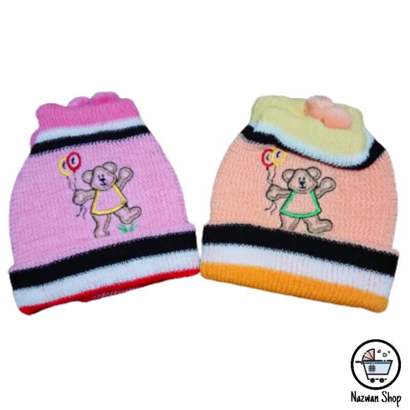 Topi Rajut BAYI Newborn(USIA 1-12 BULAN) Boboko BAHAN KATUN TEBAL &amp; HALUS TERMURAH(BISA PILIH WARNA)