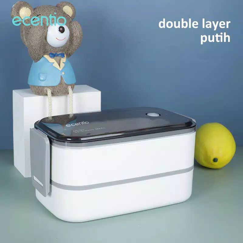 Ecentio Single/Double-Layer Lunch Box kotak Makan Kotak Bekal Kapasitas Besar