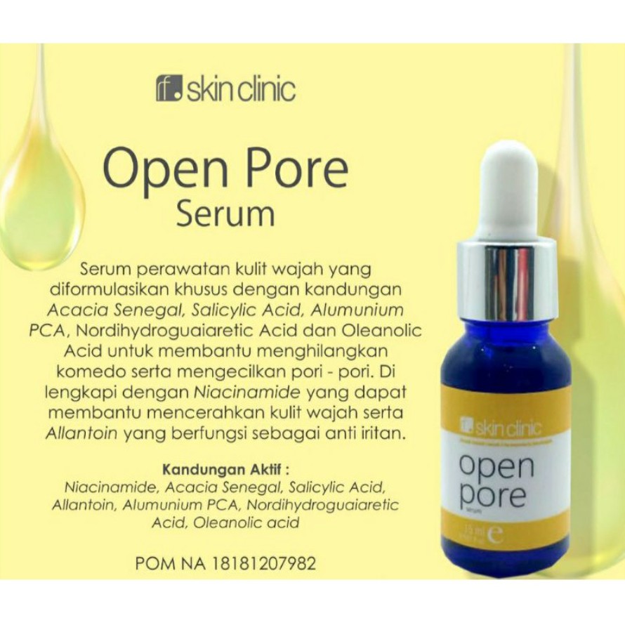 SKIN CLINIC OPEN PORE SERUM  menghilangkan komedo serta mengecilkan pori pori pencerah wajah