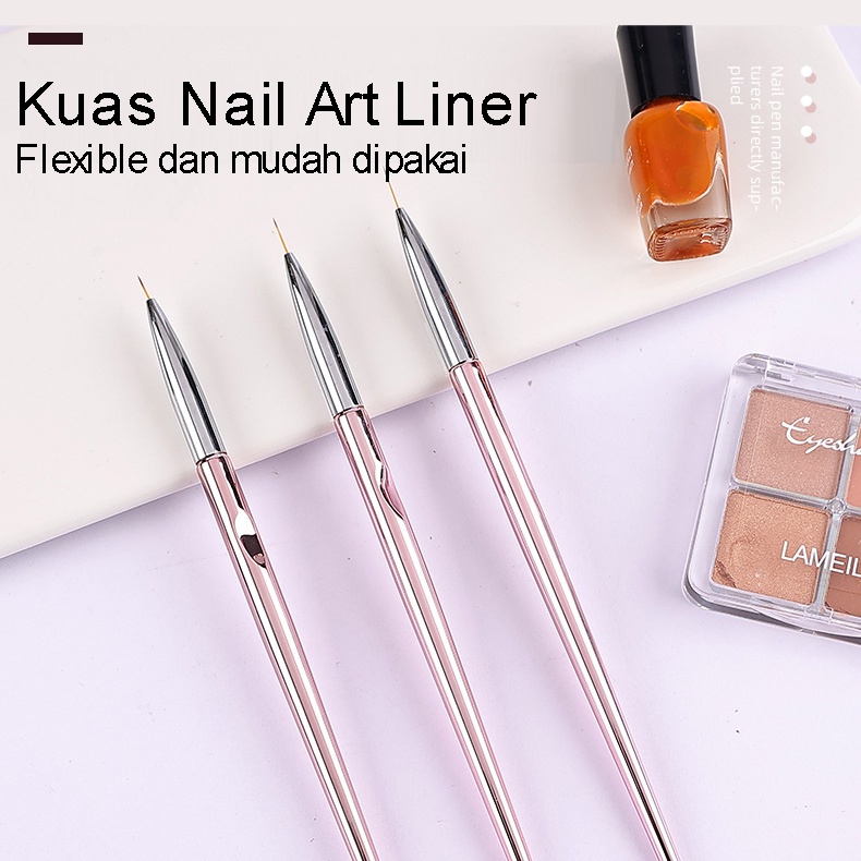 Set Brush Bahan Akrilik untuk Menggambar Nail Art Kuas Nail Art set isi ( 3 pcs )