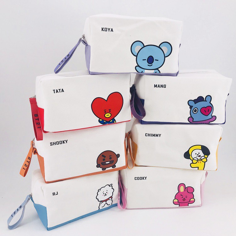 TAS KOSMETIK BT21 BTS TAS TRAVELBTS BT21 Women's Cosmetic Bag Wash Bag Travel Storage Bag Canvas Bag