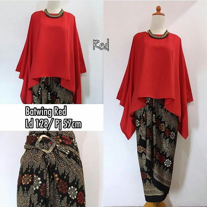 Setelan Modern Kebaya Batwing / Kebaya Kalong JUMBO Red