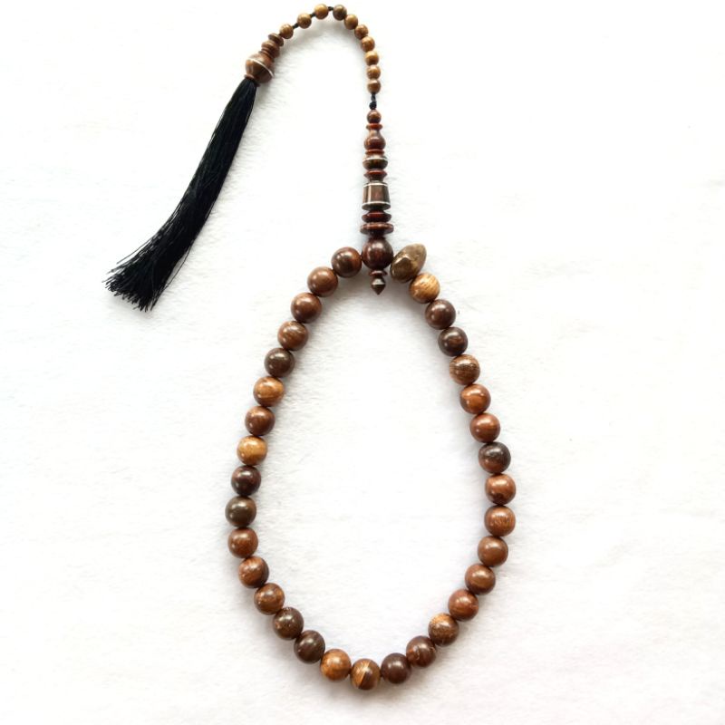 Tasbih Kayu Gaharu Asli Grade A Size 14mm 33 Butir Super, Tasbih Gaharu, Tasbih 33 Butir