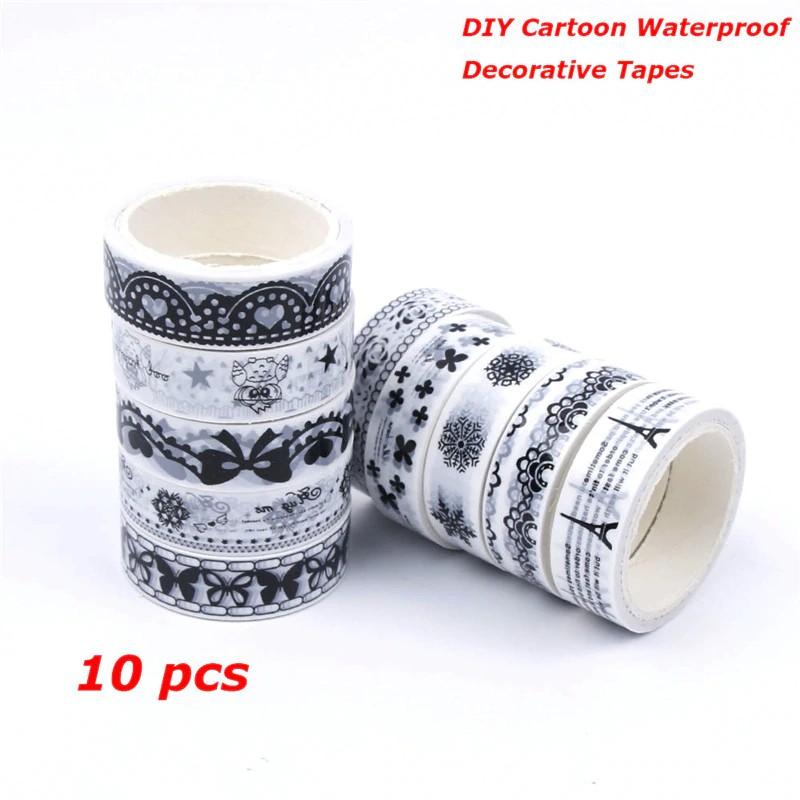 

10Pcs Waterproof Decoration Tape Cute Cartoon Washi PVC Roll DIY Sticker Scrapbooking Masking Tape