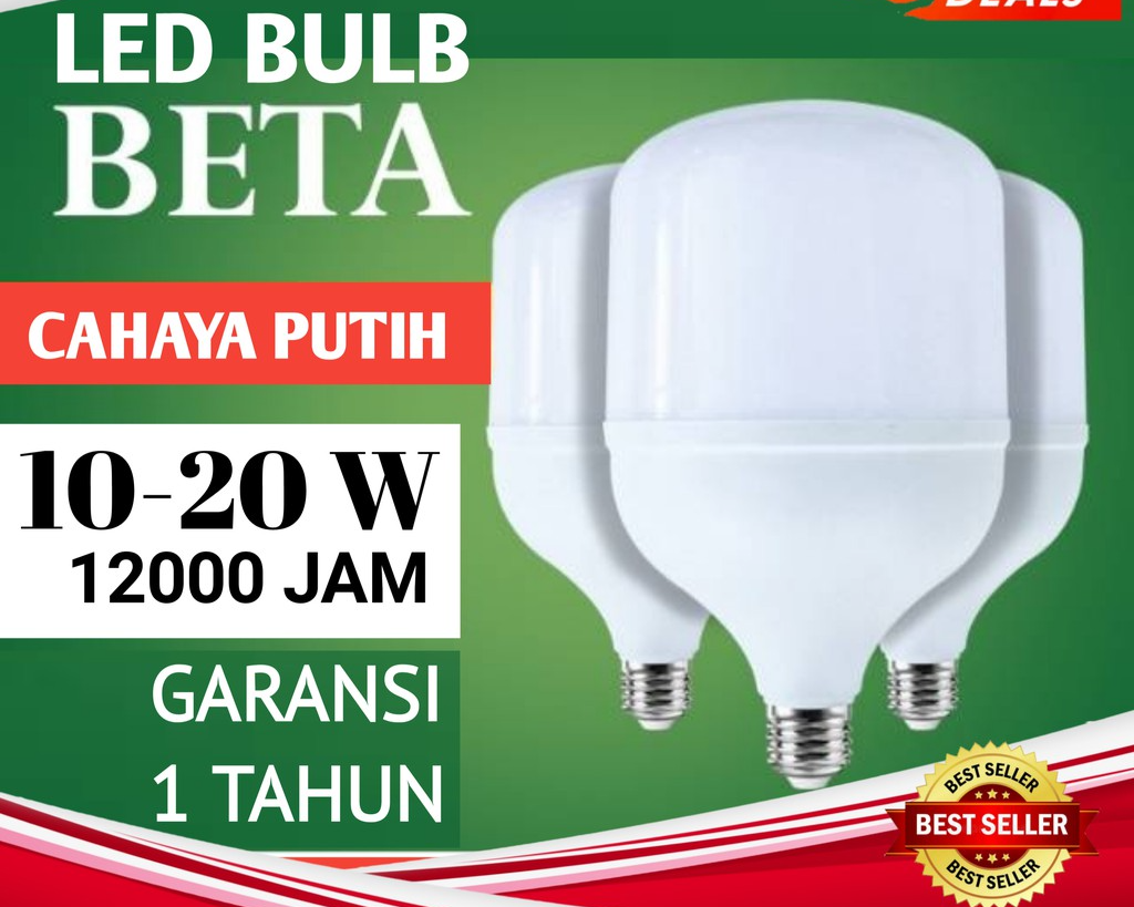 SB Lampu LED BETA Cahaya Putih, bohlam Bergaransi 1 Tahun, 30-60 WATT