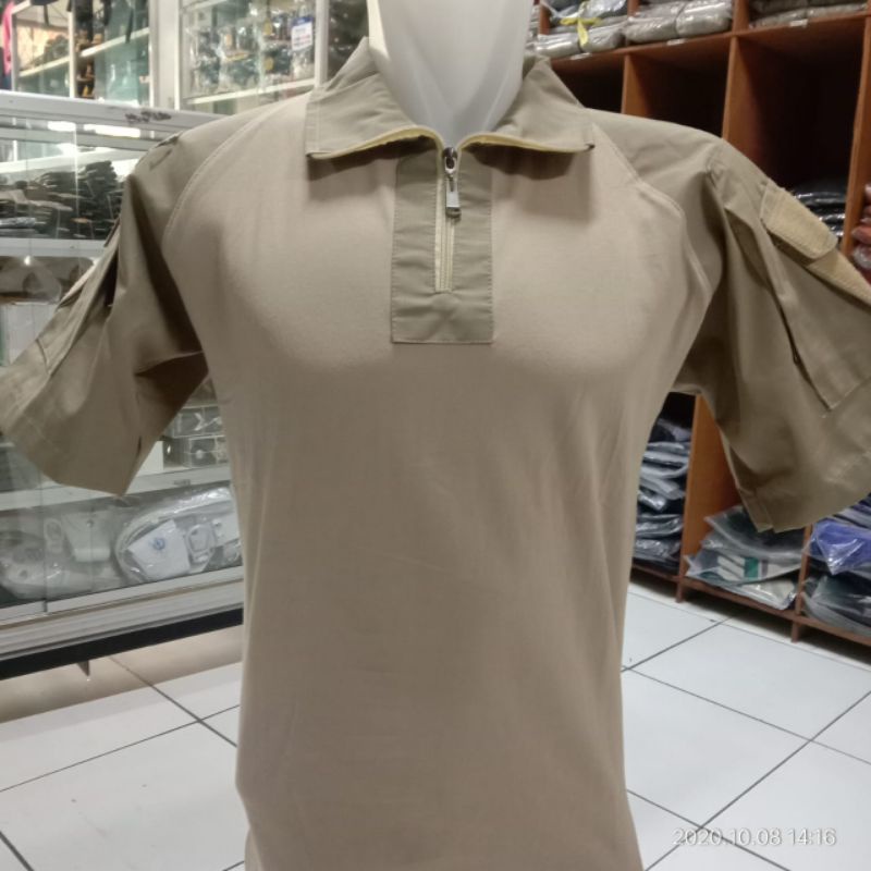 Kaos Tactical BDU Polos Crem lengan Pendek |Baju Tactical Crem Polos Bdu