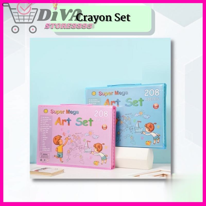 Pensil Warna Crayon Set 208 Pcs Alat Menggambar Mewarnai Anak PENCIL CRAYON ANAK LENGKAP