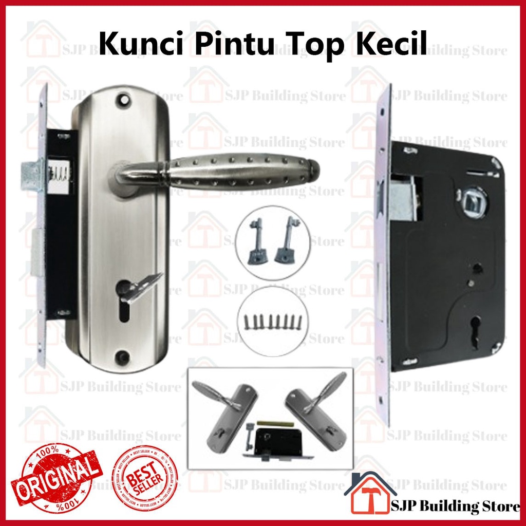 Kunci Pintu Rumah Kecil Top Safety Lock Kumplit 1 Set | 15cm | Gagang Handle Kunci Pintu Kamar Stainless Termurah