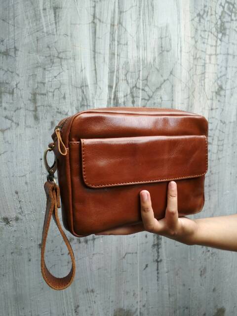 KOING CLUTCH TAS TANGAN PRIA KULIT ASLI FREE UKIR NAMA