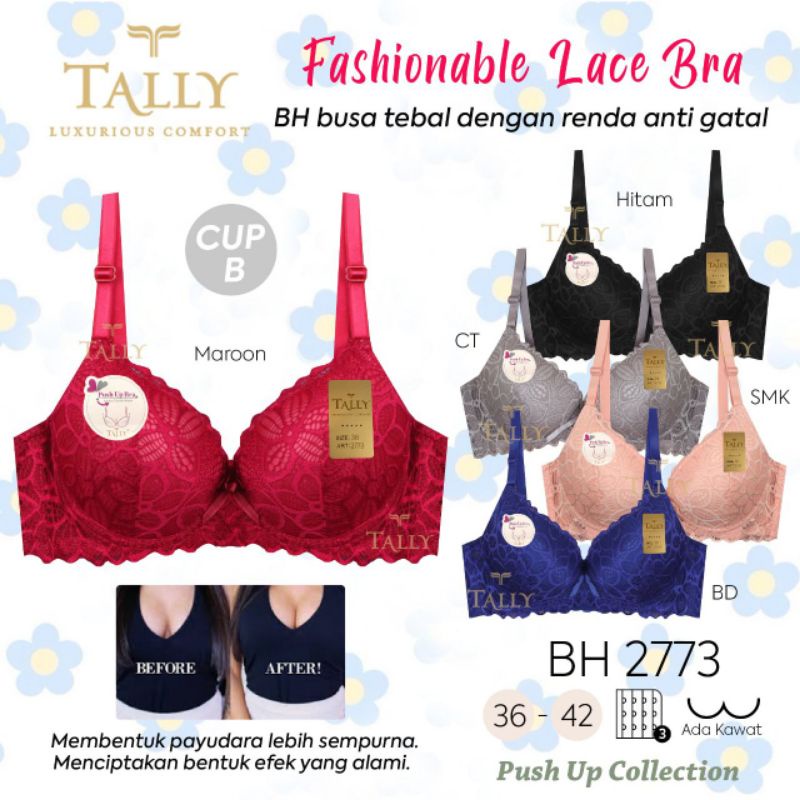 TALLY BRA BH PUSH UP 2773 | CUP B | BUSA TEBAL | ADA KAWAT | SIZE 36 - 42