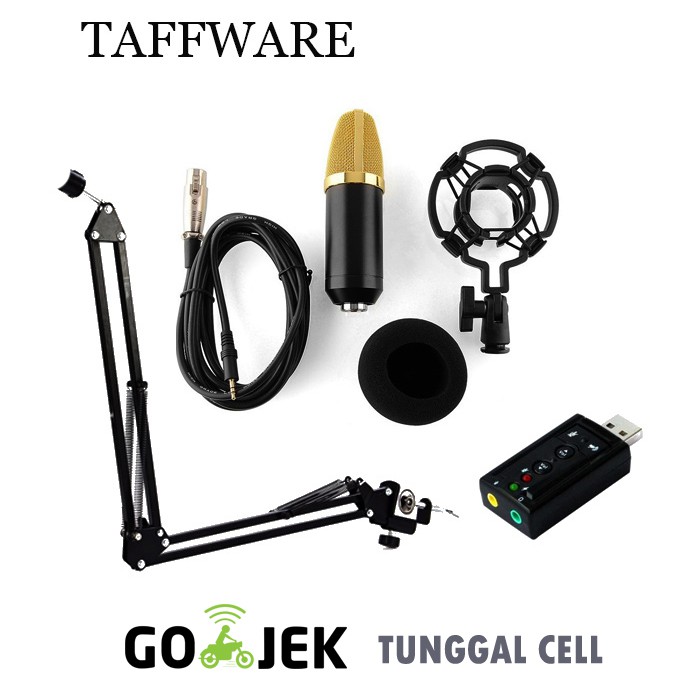 TC047 Paket Mic Mik Mikrofone Holder CONDENSER BM700 STAND AUDIO SPLITTER USB SOUNDCARD V8