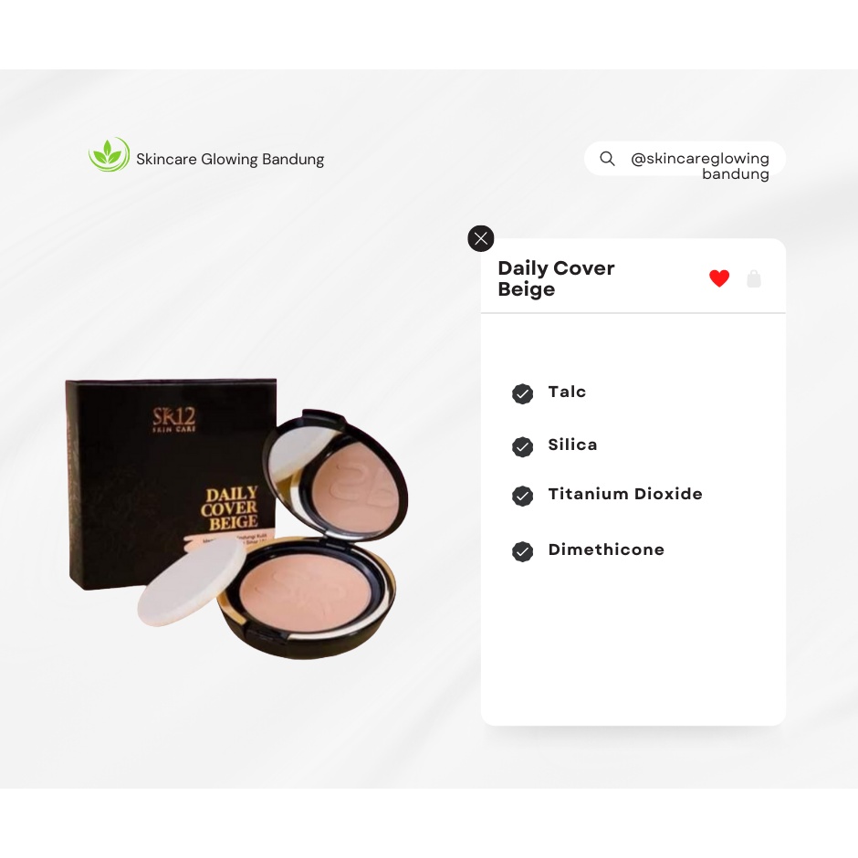 Daily Cover Beige SR12 Bedak Padat Pelindung Wajah Dari Sinar Matahari Compact Powder Anti Luntur Tahan Lama