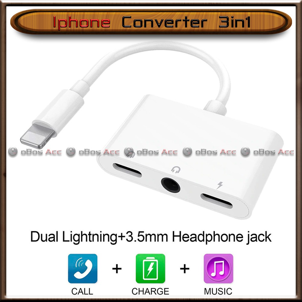 Converter Iphone 3in1 Adapter Lightning Audio Jack 5 6 7