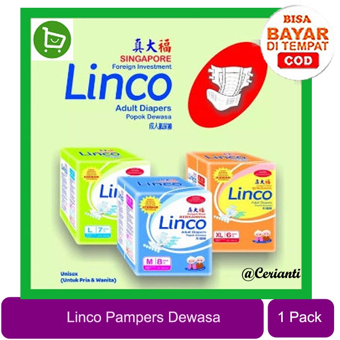 Popok Dewasa LINCO Adult Diapers Size M 8/ L 7/XL 6_Cerianti