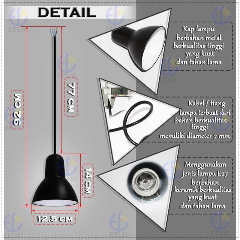 EELIC LHG-104 LAMPU HIAS GANTUNG CLASSIC MODERN LAMPU HIAS GANTUNG KAP KLASIK DENGAN TIANG FLEXIBLE