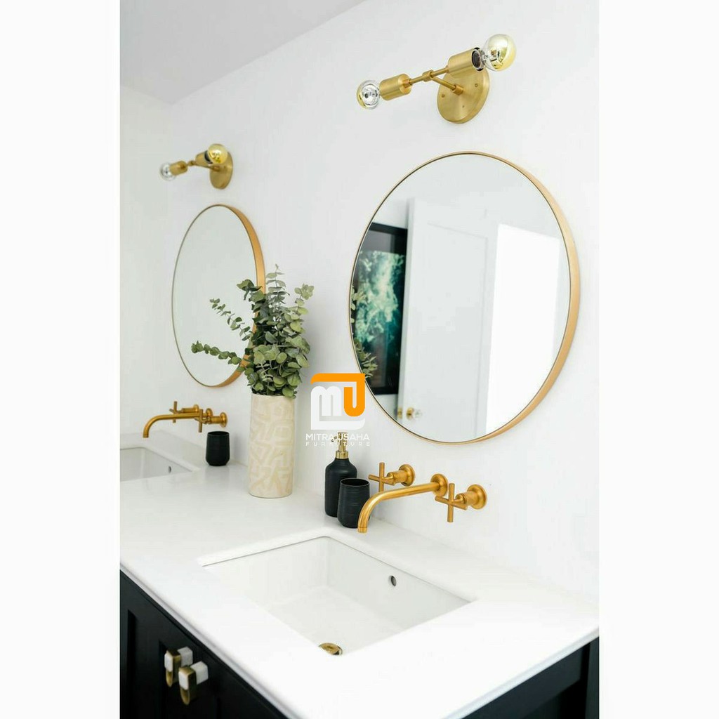 Cermin Bulat Gold  60x60 Cermin Besi Solid dekorasi  Dinding 