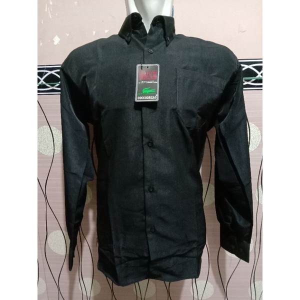 KEMEJA PRIA DEWASA/KEMEJA MEREK COCCODRILLO LENGAN PANJANG/KEMEJA WARNA HITAM/KEMEJA WARNA NAVY