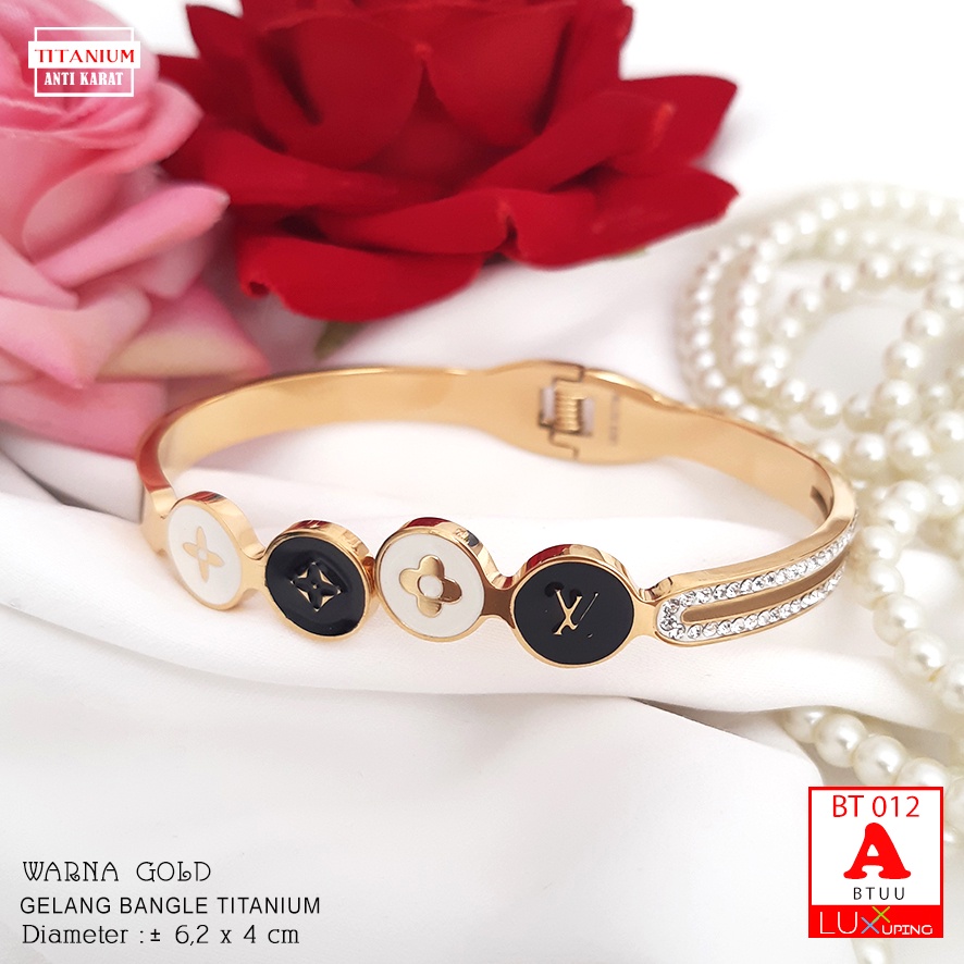 BT 012 Gelang Titanium Premium Wanita Dewasa Perhiasan Mas Rose Gold Mata Zirkon Aksesoris Fashion Brand Dunia Gelang Titanium Anti Karat Selamanya Luxx Xuping