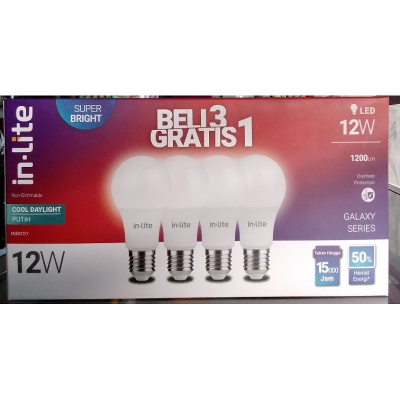 In Lite Lampu LED Multipack Beli 3 gratis 1  5W, 7W, 9W, 12W, 15W