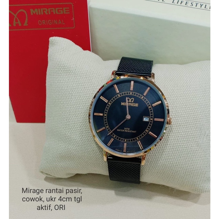 Jam Tangan Pria Original Mirage Tanggal Aktif Rantai Pasir