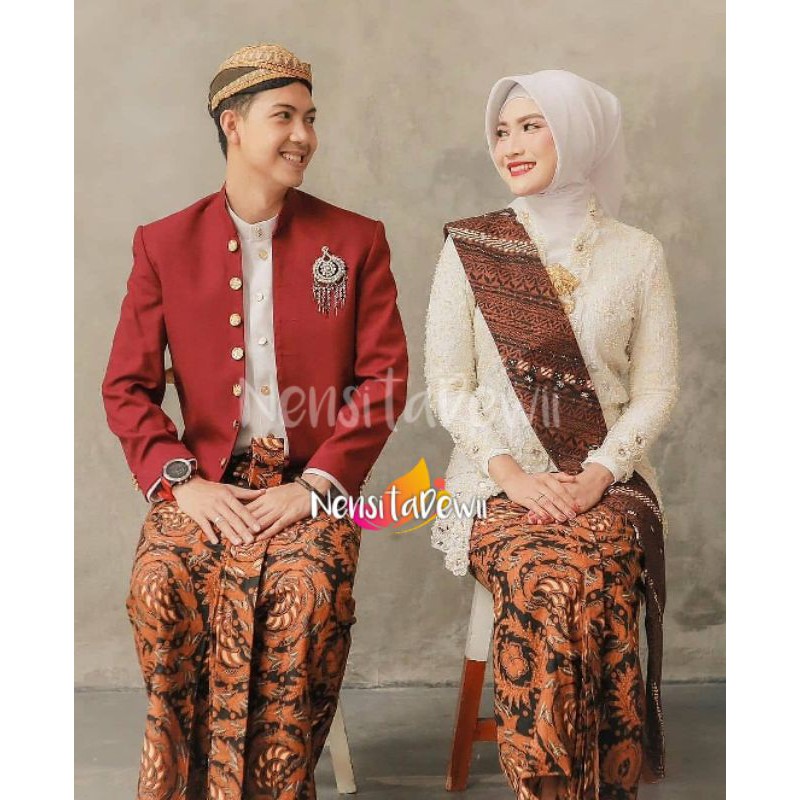 Sepasang Jarik Instan, Blangkon + Selendang / Motif Sama