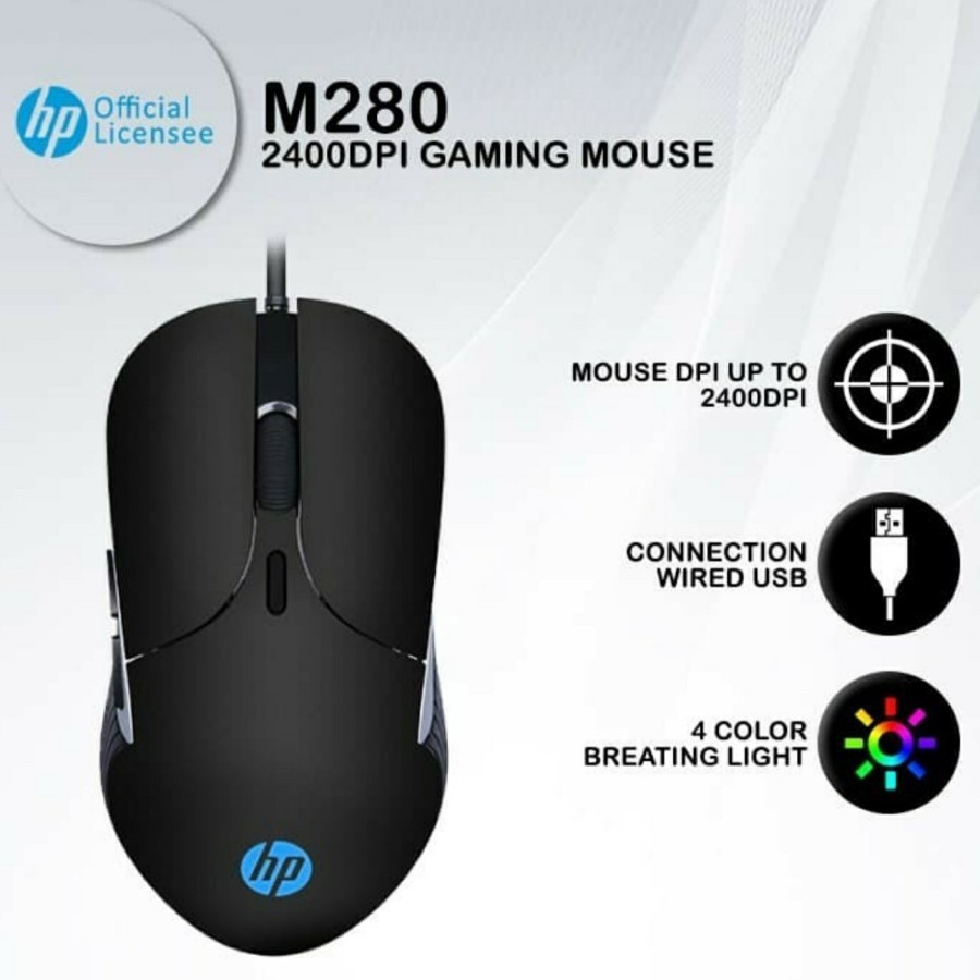 Gaming Mouse HP M280 Wired Usb Led Light M-280