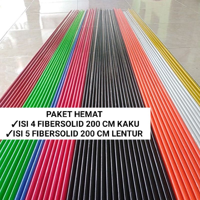 Paket Diskon isi 3 dan isi 4 Joran Fiber Solid Kaku atau lentur 200 cm tanpa dipotong