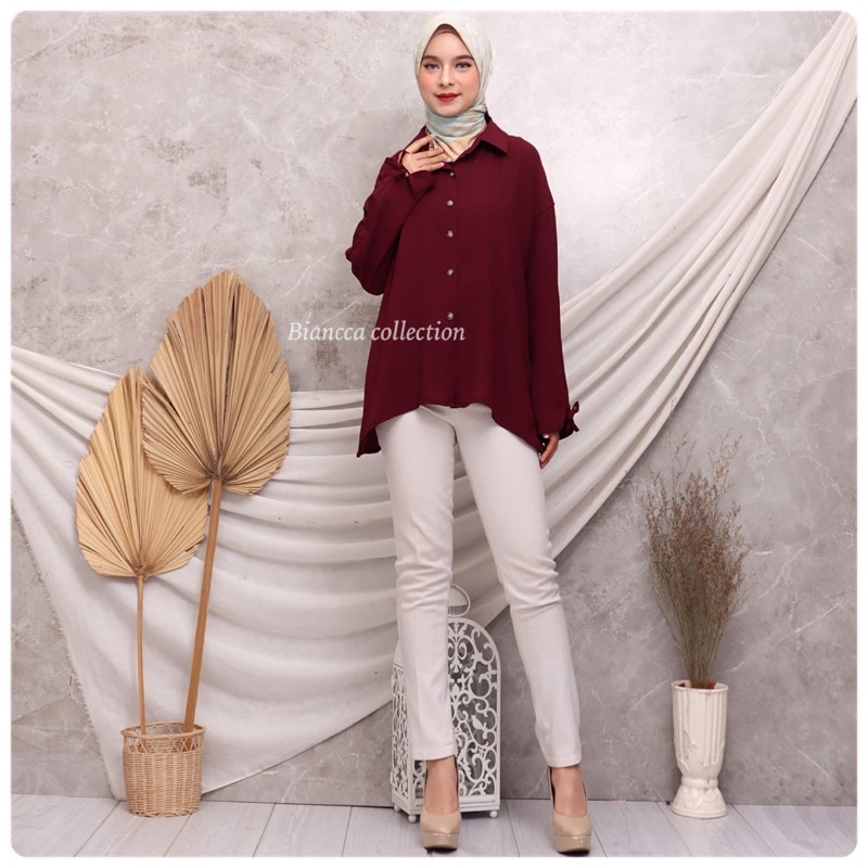 CASSY BLOUSE ATASAN CRINKLE TANGAN SERUT ATASAN CRINKLE ATASAN MUSLIM