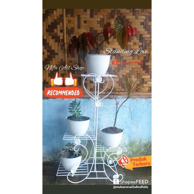 Terlaris  Rak Bunga besi Standing Pot Rak 4 susun