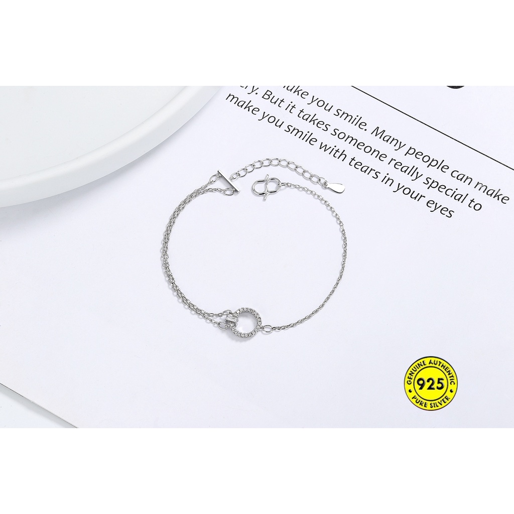 Gelang Berlian Imitasi Model Double Layer Gaya Korea Untuk Wanita